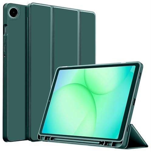 Image of ProElite Cover for Samsung Galaxy Tab A11 8.7 /A9 8.7 inch case, Soft Flexible Flip Case Cover with S Pen Holder for Galaxy Tab A11 /A9 8.7 inch with Auto Sleep Wake [Recoil Series] - Dark Green
