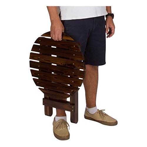 Shine Company 4108Bb Adirondack Round Folding Side Table | Small Wooden Outdoor End Table For Indoor/Outdoor – Burnt Brown #TOP3