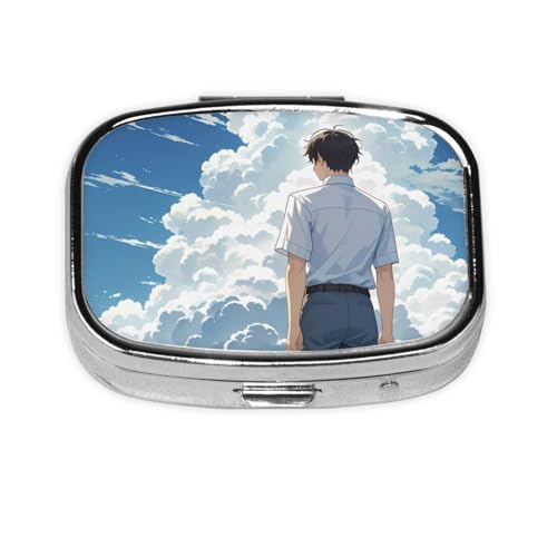 ピルケース 薬ケース 2段分割 白いシャツの男と犬です 小型 ピルケース 長方形 薬入れ 薬箱 軽量 耐久性 飲み忘れ防止 携帯型 コンパクト