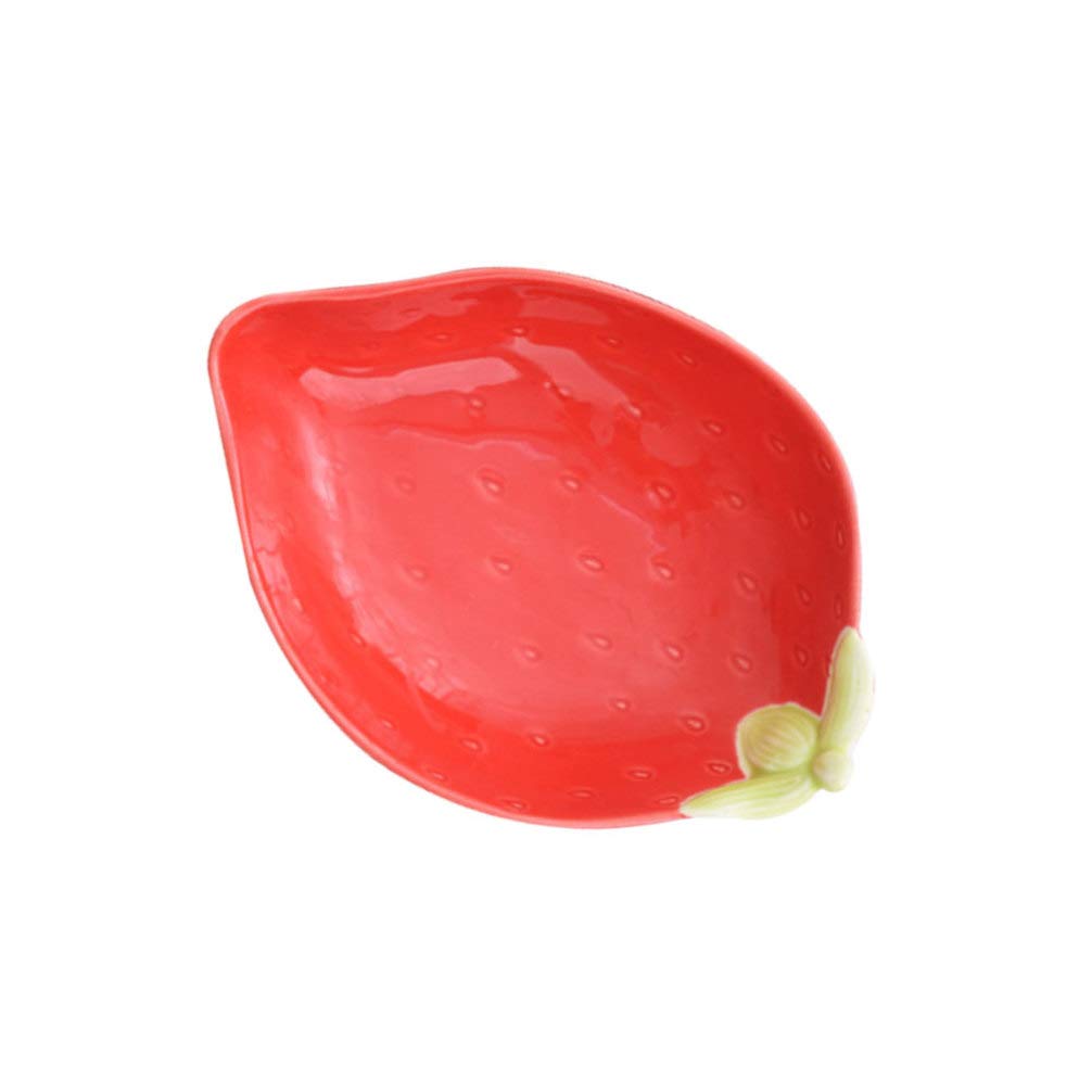 Ceramiczna miska ramen, 3D Owoce Potrawy Półmisek Miska Truskawek Pojemnik do serwowania przekąsek Deser Sałatka Ryżowa Ciasto Pudding Cukierki Czerwone Naczynia do serwowania Tapas Dania (Size : Red
