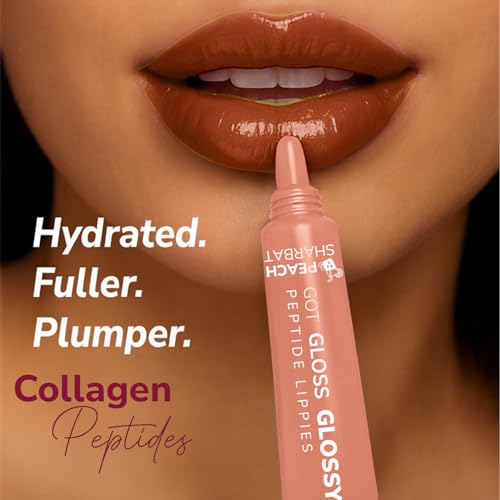 Image of Mila Beaute Peptide Lip Gloss Balm I With SPF & Hyaluronic Acid I Plump & Fuller Lips I Hydrating & Shiny Lip Balm Non Sticky I Highly Pigmented I Soft & Nourished Lips - Peach Sharbat
