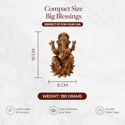 Image of UNOVATE Ganesha Idol for Car - 10cm Ganpati Murti | Ganesha Idol for Home, Pooja Room & Gift | Ganesh Statue for Mandir, Diwali, Ganesh Chaturthi & Housewarming (Golden)