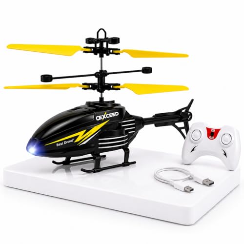 Image of DURAZO Remote Control Plastic Helicopter Toy for Kids | Gravity Sensor Battery Chargable Toy Helicopter | USB Charging Infrared Induction Flight I Pack of 1 (Black Yellow Colour)