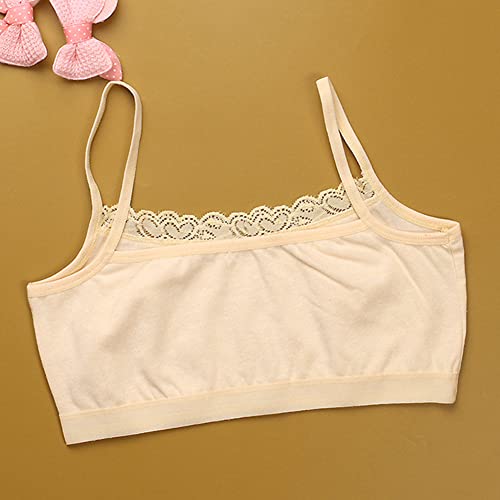 4PCS Girls’ Training Bra Girls Lace Cotton Training Bras Breathable Sports Cami Bras Strap Bralette,Aged 8-144