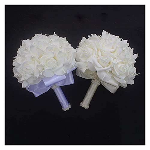 Ramo de boda romántico artesanal color marfil 18 cm miniatura 4