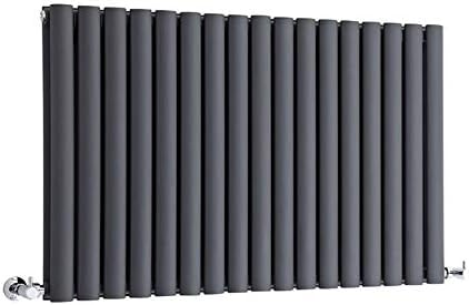 Milano Aruba - Modern White Horizontal Double Panel Oval Column Radiator - 236mm x 1400mm