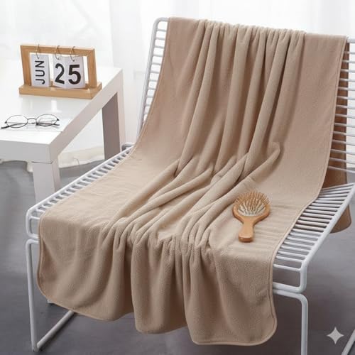 Image of Dribble Coral Fleece Weft Knitting 400 GSM Bath Towel 70 cm x140 cm | Ultra Soft, Quick Dry, Highly Absorbent | Lightweight & Skin-Friendly Towel for Bathroom, Gym & Travel, (Green /Brown, Pack of 2)