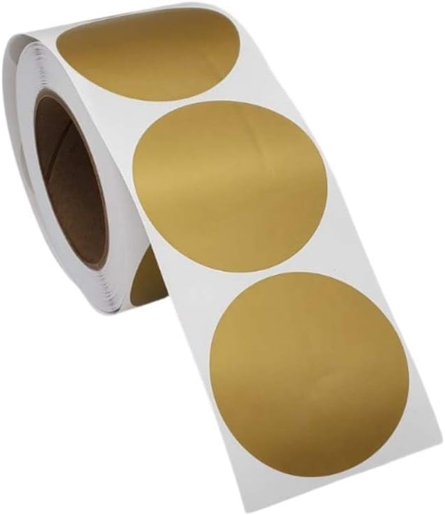 3" QSRProducts Permanent Color Code Dot Stickers: 500 Labels (Gold) - 3 Inch Round Coding Labels