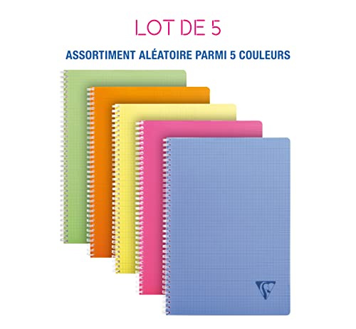 Cahier à spirale A4 Clairefontaine Linicolor 5 petits carreaux couverture polypro - 2