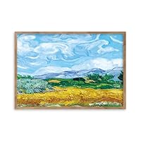 ★秀作★手書き油絵 ゴッホ 糸杉のある麦畑 絵画 額付き インテリア 油彩画 世界の名画 ゴッホ 黄色い麦畑と糸杉 ジクレーキャンバス複製画