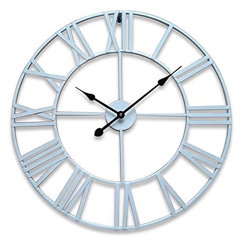 Horloge murale de jardin extérieur en fer forgé blanc de 23 pouces