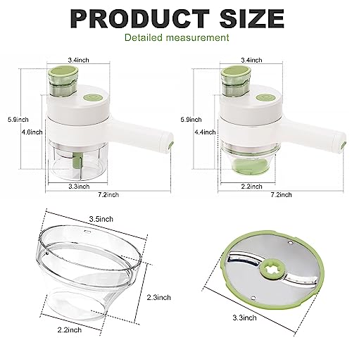 4 in1 Handheld Electric Vegetable Cutter Slicer Garlic Mud Masher USB Wireless Chopper Cutting Pressing Mixer Food Slice for Garlic Pepper Chili Onion Celery Ginger Meat - Image 2
