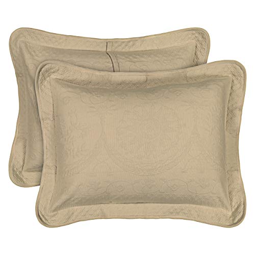 Image of King Charles Modern Farmhouse Floral Matelasse Decorative Pillowcase, 100% Cotton Breathable Bedding, King Sham (20 inch x 36 inch), Birch