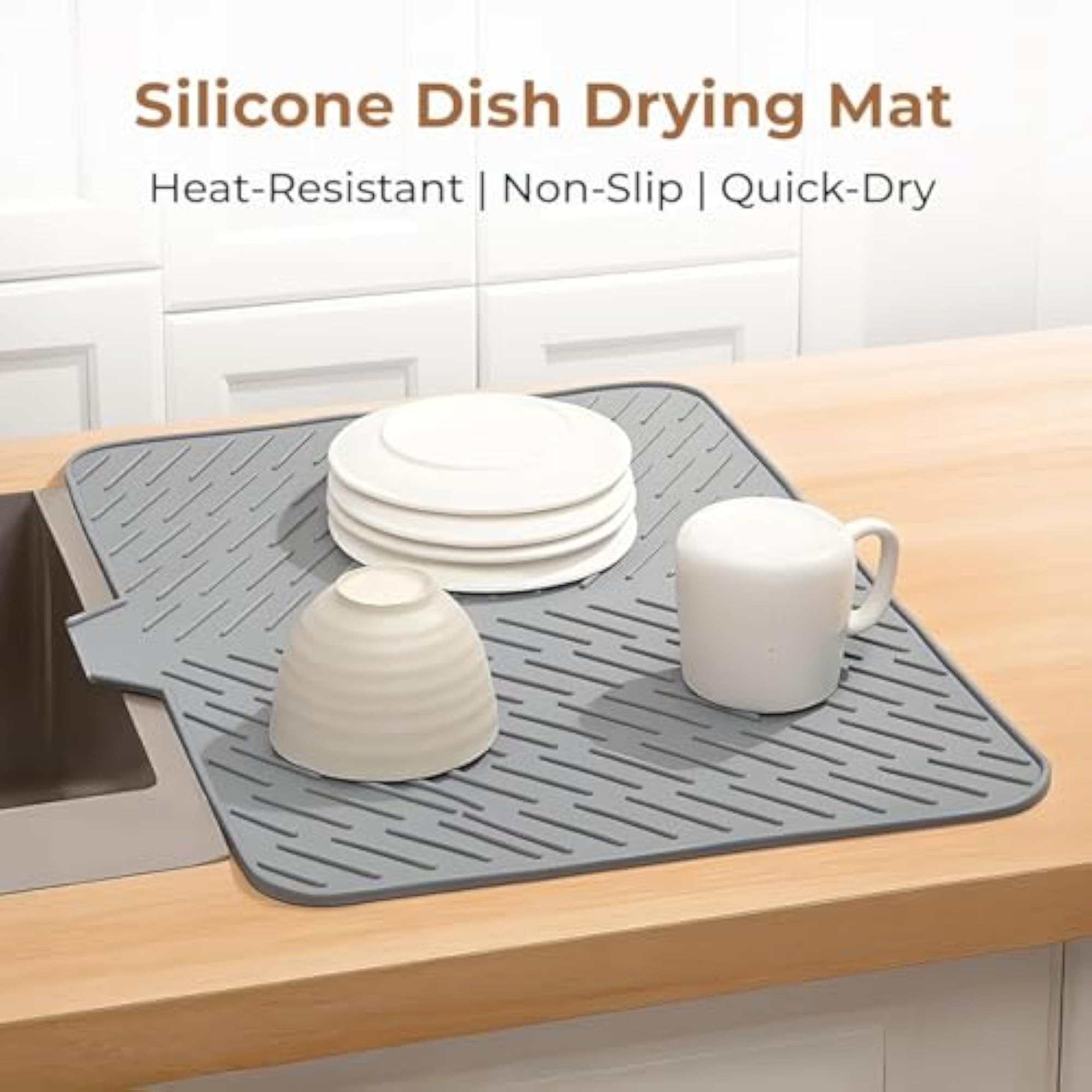 Silicone Kitchen Drying Mat, Essential Dish Drainer for Home