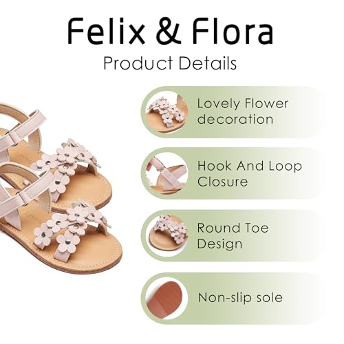 Image of Felix & Flora Toddler Girl Sandals -Flower Girl Dress Shoes Open Toe Little Kid Flats