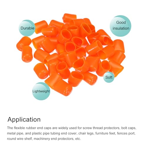 Image of MECCANIXITY 50pcs 15mm Rubber End Caps Cover PVC Vinyl Screw Thread Protector Round Wire Shelf Caps for Screw Bolt Pipe Fence Post, Orange