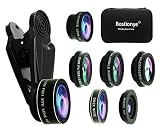★ Kit de lente de cámara para teléfono celular 8 en 1: impresionante fotografía móvil para la mayoría de los smartphones. Incluye 7 lentes: lente gran angular 0.63X, lente macro 15X, lente ojo de pez 198°, lente teleobjetivo 2X, caleidoscopios, filtro estrella de 4 líneas, filtro CPL.