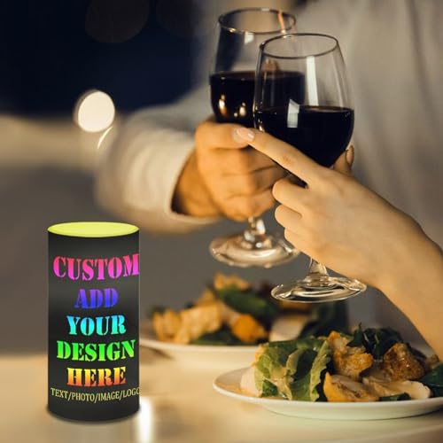Image of Poceacles Custom Flameless Candles Personalized Pillar Candle Home Table Ornaments, Custom Your Image /Photo /Text LED Candles with Color Changing Timer Remote Fake Candle Home Decoration
