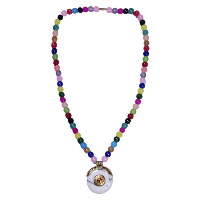 Collier Mala Haar Bah_01-B0BVGCZX en métal avec Moti et pierre précieuse