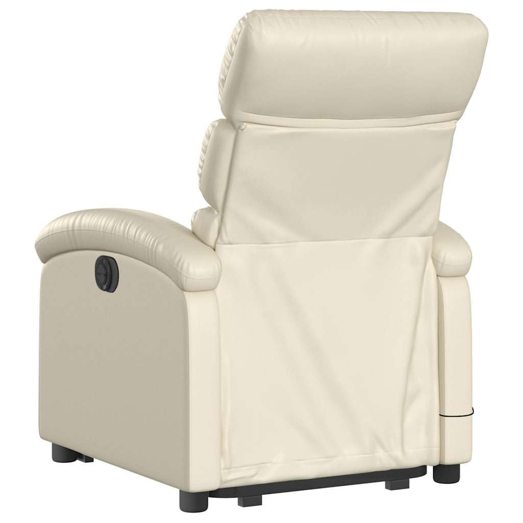Sillón elevador reclinable con masaje de 6 puntos, de piel sintética, función de elevación eléctrica y reclinación manual, estructura estable de madera y metal,