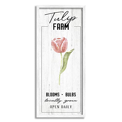 Stupell Industries Tulip Farm Pink Country Floral Locally Grown Blooms, Designed By Kyra Brown White Framed Wall Art, Grey #TOP21