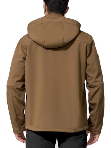Image of Men's Military Tactical SoftShell Jacket Fleece Lined | Lightweight,Waterproof,Windproof,Multi-pockets,Adjustable Hood for Work,Hiking,Snow,Ski