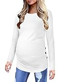 Chuanqi Maternity Shirt Side Button and Ruched Tunic Tops Maternity Long Sleeve T-Shirts