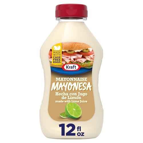 Kraft Mayonnaise Made with Lime Juice, 1 Bottle, for Easy Spreading and Dipping, Made with Cage Free Eggs, 12 fl oz