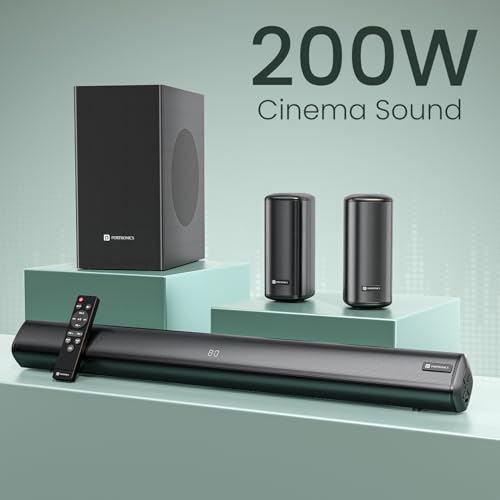 Image of Portronics CineArc 200W Bluetooth Soundbar with Wired Subwoofer for Deep Bass, 5.1 Channel Home Theatre, HD Sound,Multiple EQ Modes, BT 5.4V,HDMI, Optical, AUX, Sleek Remote Control(Black)