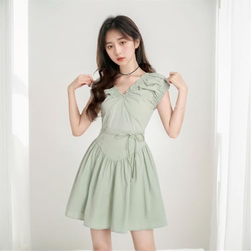 Robe courte à manches bouffantes et col V : le charme de l'été - 2