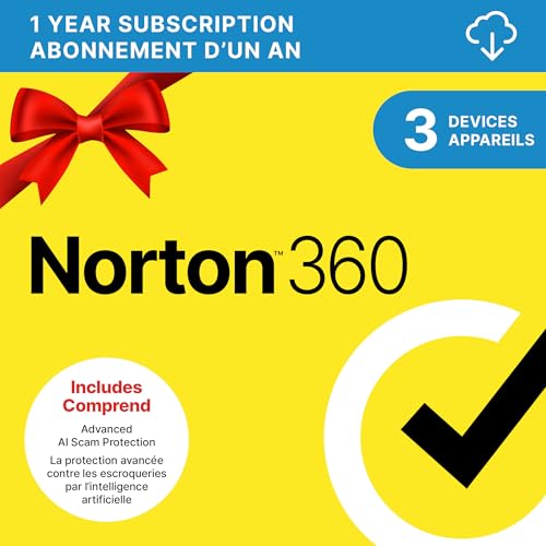 Norton - Norton 360, 2026 Ready, Antivirus software for 3 Devices, 1-Year Subscription - Includes VPN, Password Manager and PC Cloud Backup [Download] - -73%