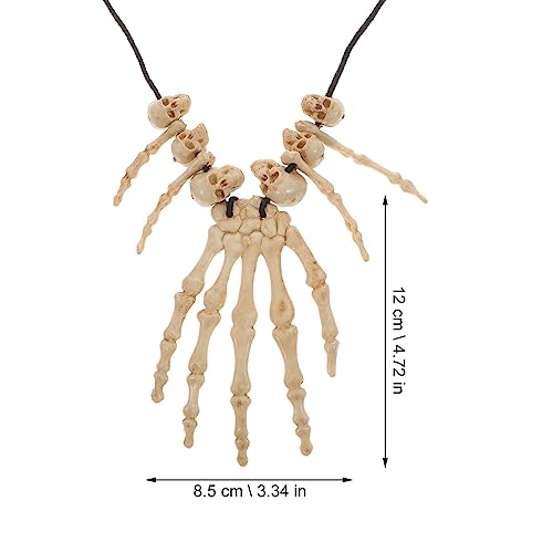 Amosfun Skull Pendant Necklace Skeleton Head Hand Bone Charm Cosplay Fantasy Party Jewellery, Image 1, 34 x 12 x 2 cm - Image 2