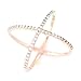 Beaux Bijoux Sterling Silver CZ Rose-Plated X Criss Cross Wide Ring (Size 8)