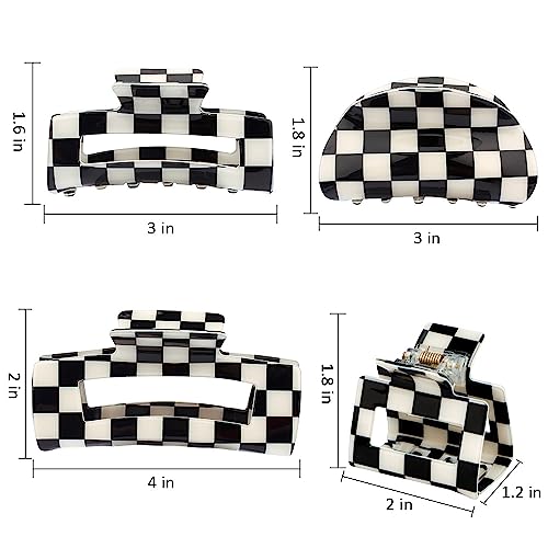 Pinzas para cabello a cuadros negras y blancas pack 4 pzas miniatura 6