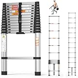 3.8m Thickened Telescopic Ladder Extendable 12.5ft Step Ladders Folding Workshop Loft DIY Stainless Steel Telescoping Ladder 330lbs Capacity, Stronger than Aluminum Ladder