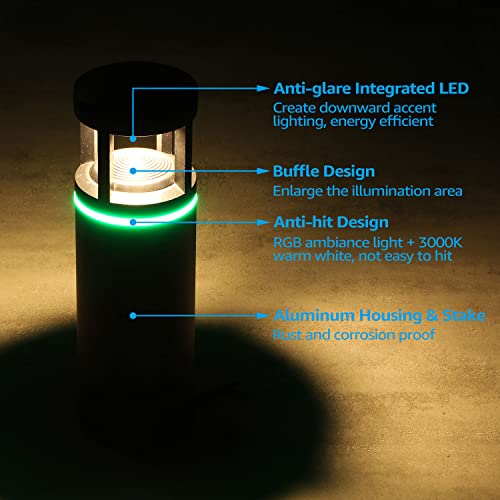 Image of LEONLITE 8-Pack RGB Low Voltage LED Path Lights Unique Light Pattern, 3000K