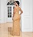 dasmzper Women’s Sequin Evening Gown – Elegant Sleeveless V Neck Mermaid Formal Maxi Dress for Wedding, Prom or Party Gold
