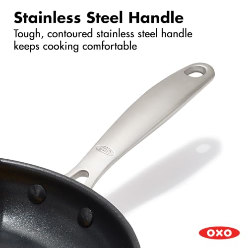 Image of OXO Enhanced 8 inch Frying Pan Skillet, PFAS-Free Ceramic Nonstick Cookware, Stainless Steel Handle, Eggs & Omelets, Dishwasher & Oven Safe, Eucalyptus