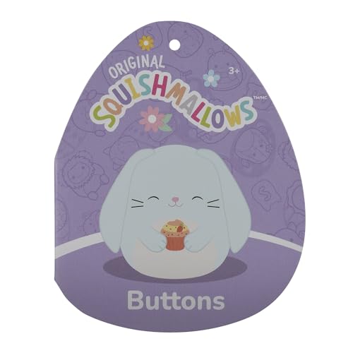Squishmallows SQER01489 - Buttons der Hase mit Cupcake 19 cm, offizielles Jazwares Plüsch, superweiches Kuscheltier