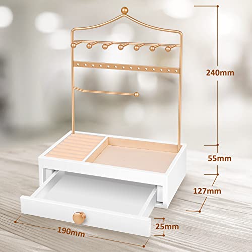 Teamkio Jewelry Organizer with Large Storage Drawer, Jewelry Stand, Jewelry Holder for Necklace, Rings, Bracelets, Watches - Image 4