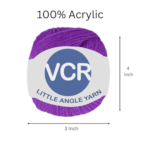 Image of VCR 4 Ply Purple Little Angle Yarn, 25 Grams, 92 Meters Length, 100% Acrylic Soft Baby Knitting Yarn for Crochet, Newborn Sweaters, Soft Baby Socks, Mittens and Leggings, Pack of 1