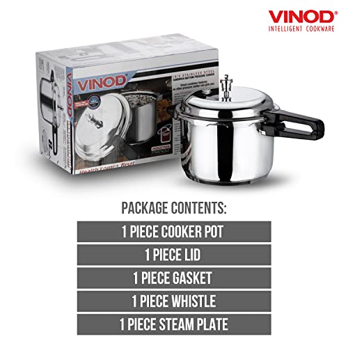 Vinod Pressure Cooker Stainless Steel, Outer Lid Induction Base Cooker,Indian, Sandwich Bottom, Cooking, Soups, and Rice Recipes, Quinoa (7 Litres) - Image 5