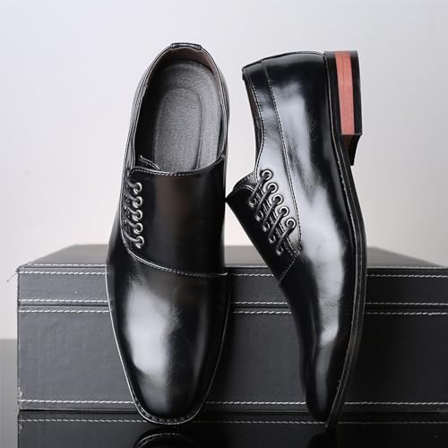 Formal Shoes Men Classic Patent Leather Shoes for Men Round Toe Slip Low Top Lug Sole Dress Shoes Business Casual Formal Shoes Office Work Low Top Dress Shoes4