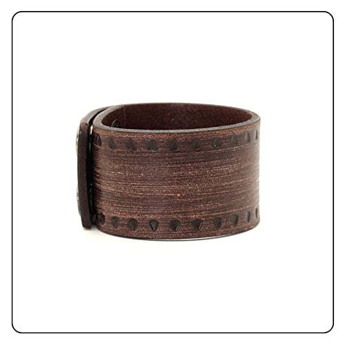 Image of Punk Rock Print Pattern Wristband Wide Leather Cuff Bracelet