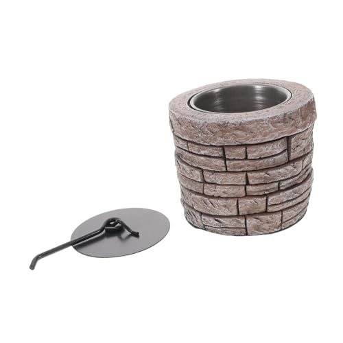Hemobllo Tazón de Mesa para fogatas Chimenea de Escritorio Mesa de brasero Fabricante de Smores Chimenea de Mesa Pozo de de al Aire Libre Cemento Compuesto Marrón Oscuro
