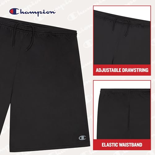 Champion Gym Shorts Men Big and Tall - 2 Pack Performance Dry Fit Running Shorts Black/Red - image 4