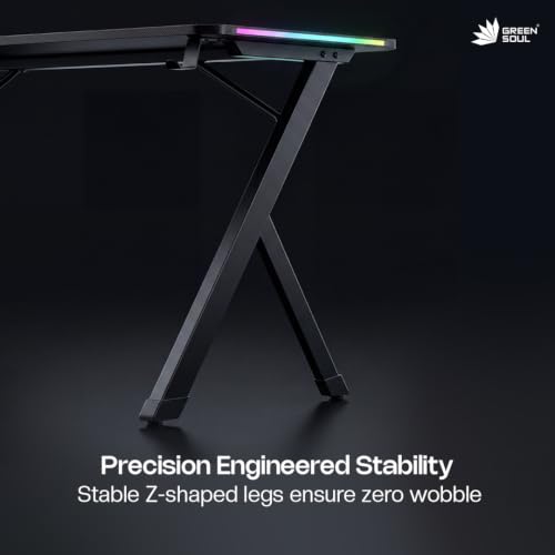 Image of Green Soul Blaze Smart Gaming Table | 15mm Thick Top | RGB | Headphone Hook & Cup Holder |Computer Table, Workstation, Home Office Desk| 1 Year Warranty | (Black,1200 x 600 Top)