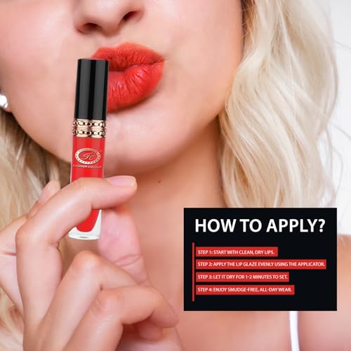 Image of Fashion Colour Kissproof Lip Glaze Lipstick | Upto 12 Hours Stay | Velvet Texture | Non Transfer Lipstick Waterproof | Highly Pigmented | Lipstick For Women | 7g (Reddle)
