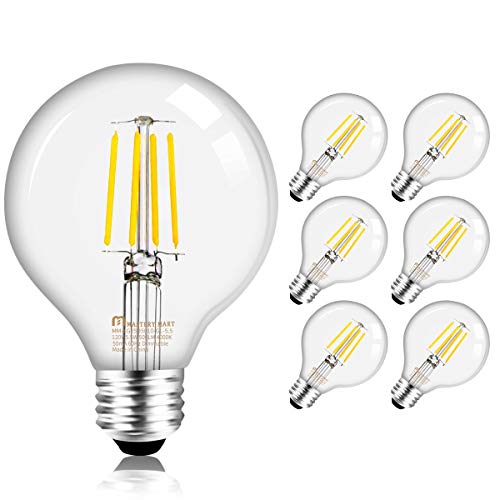 Mastery Mart Dimmable Vintage LED Globe Light Bulb, G25 Glass Edison Style, 5.5W