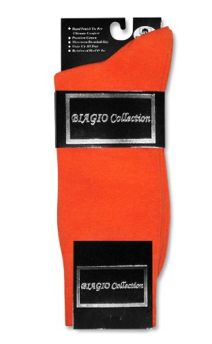 1 Pair of Biagio Solid ORANGE Color Men's COTTON Dress SOCKS2